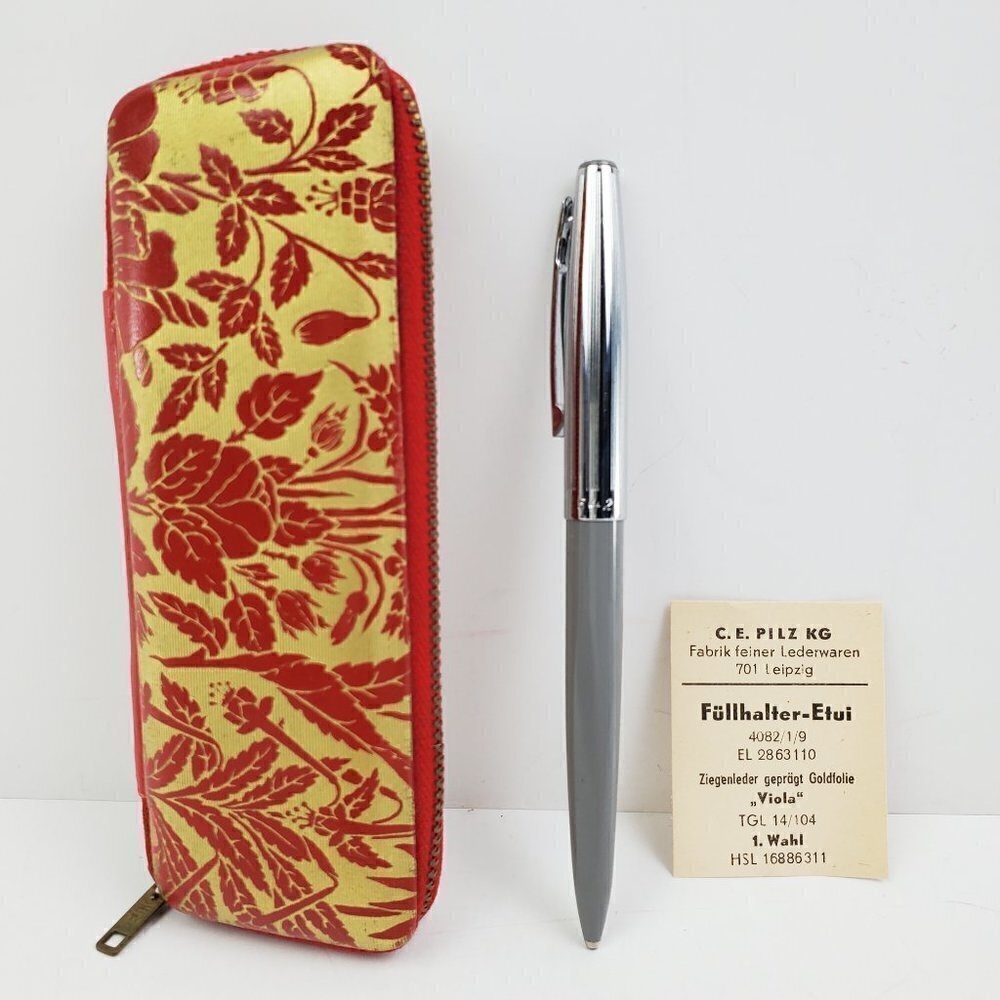 Heiko 542 Ballpoint Pen Vintage German w/ Zipper Case C.E. Pilz Fullhalter-Etui